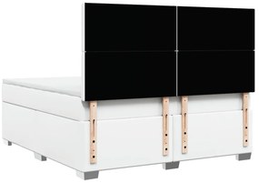 Cama com molas/colchão 180x200 cm couro artificial branco