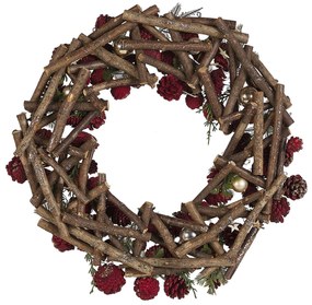Grinalda decorativa castanha escura e vermelha ⌀ 50 cm FILPUS Beliani
