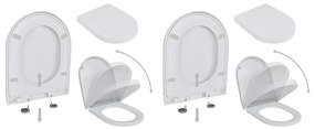 275930 vidaXL Assentos sanita com tampas de fecho suave 2 pcs plástico branco