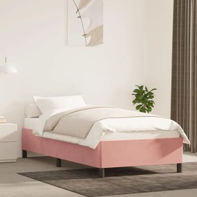 Estrutura de cama 90x190 cm veludo rosa