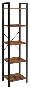 Estante VASAGLE, estante de 5 níveis, prateleira de armazenamento para exposição com estrutura de aço, para sala de estar, escritório, sala de estudo, corredor, estilo industrial, marrom rústico e preto LLS100B01