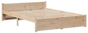 Estrutura cama c/ cabeceira 140x190 cm pinho maciço