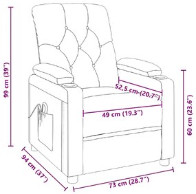 Poltrona de massagens tecido cinzento-claro