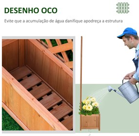 Outsunny Floreira com Treliça de Madeira Caixa de Plantio com Suporte para Plantas Trepadeiras para Cultivo de Plantas Flores Terraço Jardim Exterior 76x36x170cm Marrom