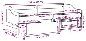 Sofá-cama com 3 gavetas sem colchão 90x200 cm IRUN branco&amp;rosa