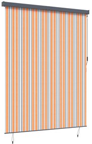 Cortina Rolô Exterior Riscas Manual Amarelo e azul 200 x 250 cm tecido