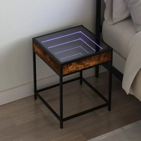 vidaXL Mesa de cabeceira c/ LED Infinity 40x40x51 cm carvalho fumado