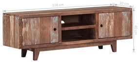 Móvel de TV vintage em madeira de acácia maciça 118x30x40 cm