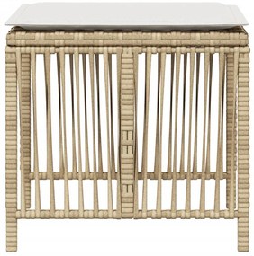 Bancos de jardim com almofadões 4 pcs 41x41x36 cm vime PE bege