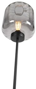 Candeeiro de pé design preto com vidro fumê - Qara
