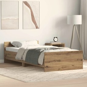 vidaXL Estrutura de cama sem colchão 75x190 cm carvalho artesanal