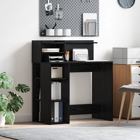 vidaXL Mesa com Armazenamento Carvalho Preto 90x48x101.5 cm Madeira engenheirada