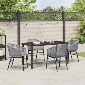 Conjunto de Jantar de Jardim com 5 Peças em Rattan Poli Cinza