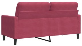 Sofá de 2 lugares veludo 140 cm vermelho tinto