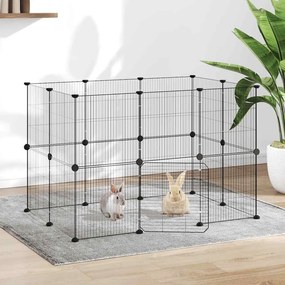 vidaXL Gaiola p/ animais de 20 painéis c/ porta 35x35 cm aço preto