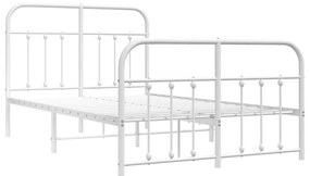 Estrutura de cama com cabeceira e pés 120x200 cm metal branco