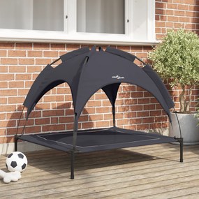 vidaXL Cama Elevada para Cão com Teto Removível Preto Aço