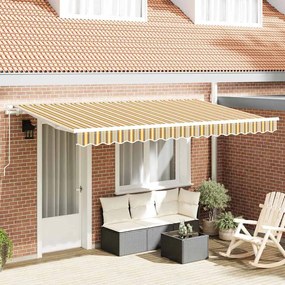 vidaXL Toldo Retrátil Manual Multicolorido e Amarelo e Cinza e Branco