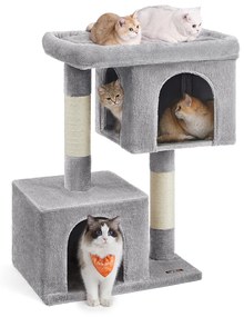 Árvore para gatos Feandrea, Torre para gatos de 101 cm, tamanho extragrande, Condomínio para gatos extragrandes de até 20 kg, Poleiro para gatos grande, 2 cavernas para gatos, Poste arranhador, Cinza claro PCT614W01