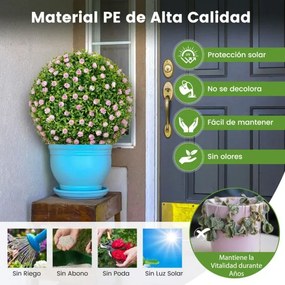 Conjunto de 2 bolas plantas artificiais 37 cm Bolas decorativas falsas com flores cor-de-rosa Verdes e rosas