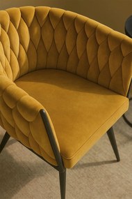 Cadeira Widny Black Veludo - Mostarda
