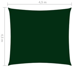 Para-sol vela tecido oxford quadrado 4,5x4,5 m verde-escuro