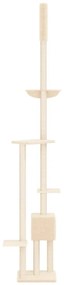Árvore p/ gatos altura ajustável chão-teto 258,5-284,5 cm creme