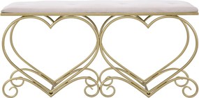BANCO CORAÇÃO ROSA 105X37,5X51,5 CM DOURADO E ROSA