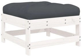 6pcs conjunto lounge jardim c/ almofadões madeira maciça branco