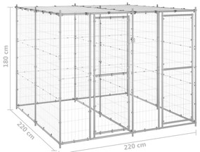 Canil de exterior com telhado 4,84 m² aço galvanizado