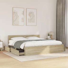 vidaXL Estrutura cama c/ cabeceira derivados madeira carvalho sonoma