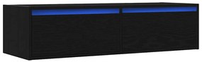 Móvel TV com luzes LED carvalho preto 100X35,5x25 cm