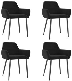 vidaXL Cadeiras de jantar 4 pcs veludo preto