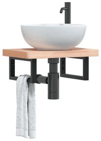 vidaXL Suportes de prateleira p/ lavatório 2 pcs aço retangular preto