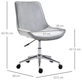 Cadeira de Escritório Giratória Cadeira de Escritório Ergonómica com Altura Ajustável Encosto Estofado em Pelúcia Suave e Rodas Carga 120kg 52,5x60x82