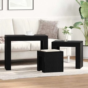 vidaXL Mesa de Ninho 3 pcs Carvalho preto 61 x 30 x 50 cm