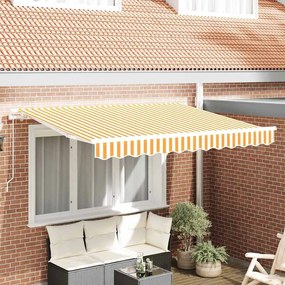 vidaXL Toldo Retrátil Manual Amarelo e Branco