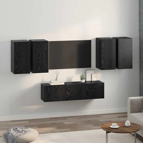 Conjunto de móvel de TV 6 pcs Carvalho Preto 60 x 30 x 30 cm