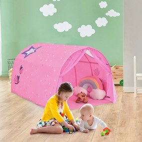 Tenda de Cama para Crianças Tenda de Brincar Tenda Portátil para Crianças Pop Up com saco de transporte de cortina dupla 144 x 102 x 82 cm Rosa