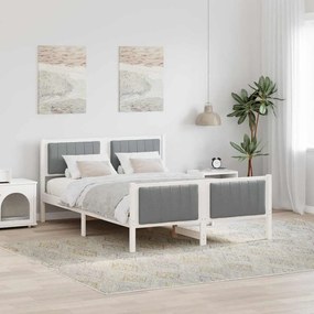 vidaXL Estrutura da cama Branco e cinza claro 140 x 190 cm