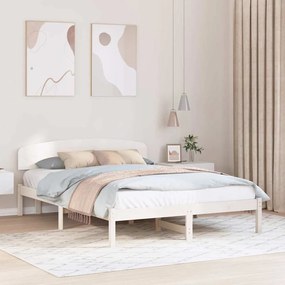 vidaXL Estrado de Cama com Cabeceira Branca 160x200 cm Madeira Sólida de Pinho