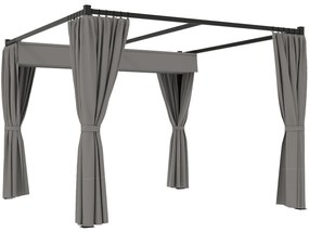 Outsunny Pérgola de Jardim 3x3 m Pérgola para Exterior com Teto e Paredes Laterais Retráteis Impermeável para Terraço Pátio Cinza