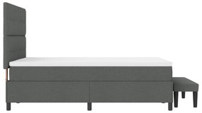 Cama Box Spring com Colchão e Banco Cinza Escuro 140x190 cm Tecido