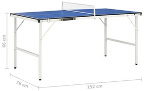 Mesa de pingue-pongue com rede 152x76x66 cm azul