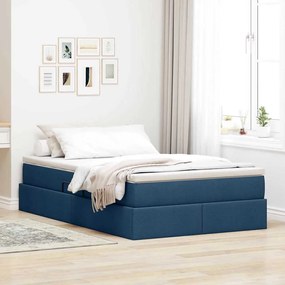 vidaXL Cama com arrumação e colchão Azul 120 x 200 cm Poliéster