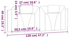 Almofadão de cabeceira 120 cm couro artificial castanho