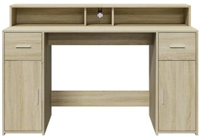 Secretária luzes LED 140x55x91cm deriv. madeira carvalho sonoma