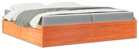 Cama com colchão 200x200 cm pinho maciço castanho-mel