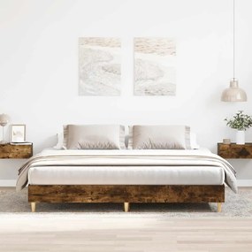 vidaXL Estrutura de cama sem colchão 180x200 cm carvalho fumado