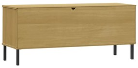 Sapateira pernas metal 106x35x45cm madeira maciça OSLO castanho